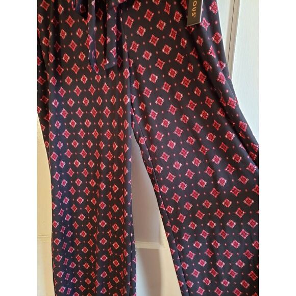 ALMOST A FAMOUS women's pull on w/ bow tie black red print soft wide legpants XL - Picture 5 of 9